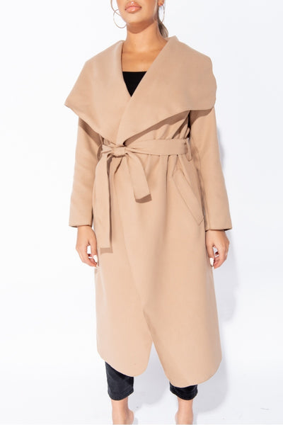 Oversized Belted Waterfall Coat